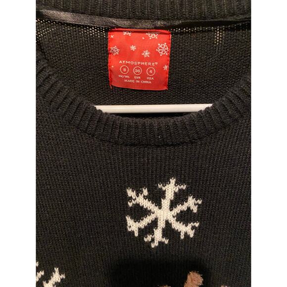 Primark Reindeer Christmas Sweater Dress US 4 Snowflake Rudolf Holiday Winter - Picture 5 of 7